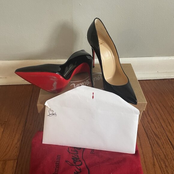 Christian Louboutin Pigalle Follies 100 Black Patent Pumps - Picture 4 of 10